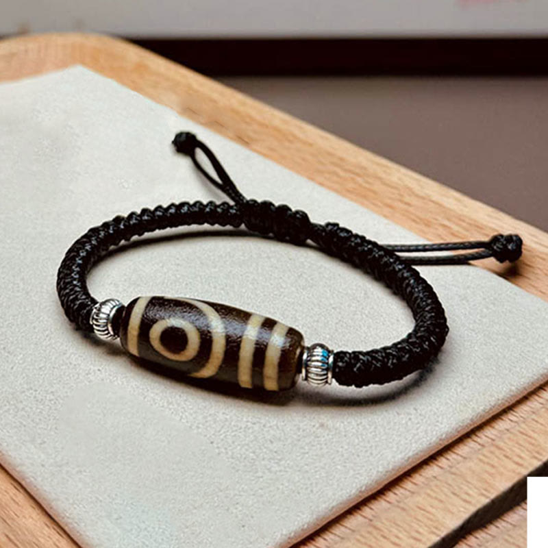 KarmaRipple's Tibetan Nine-Eye Dzi Bead Three-eyed Dzi Bead Wealth Protection Rope Bracelet p3