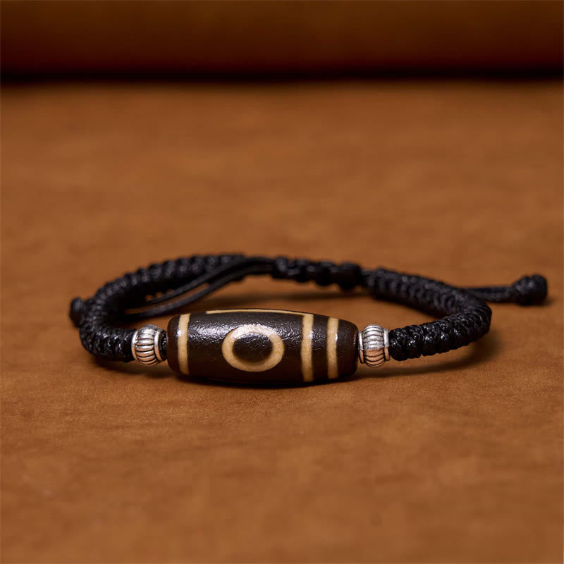 KarmaRipple's Tibetan Nine-Eye Dzi Bead Three-eyed Dzi Bead Wealth Protection Rope Bracelet p35