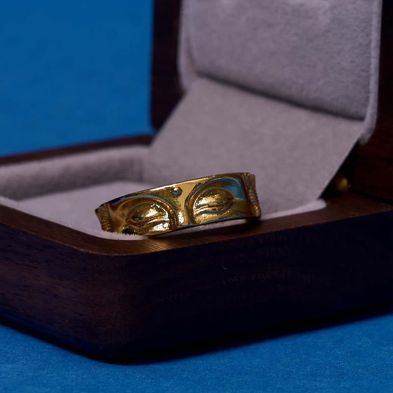 KarmaRipple's Golden Meditation Buddha Serenity Bronze Adjustable Ring p8