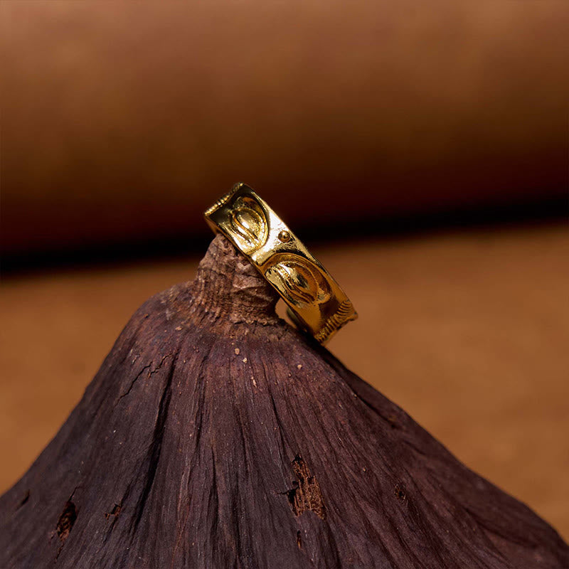 KarmaRipple's Golden Meditation Buddha Serenity Bronze Adjustable Ring p3