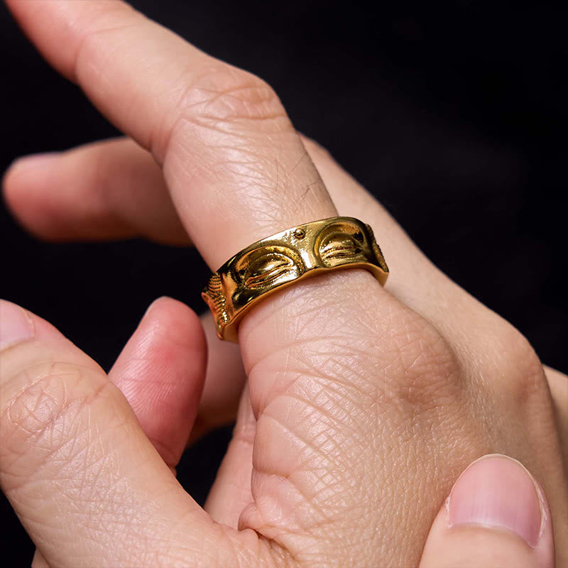 KarmaRipple's Golden Meditation Buddha Serenity Bronze Adjustable Ring p5