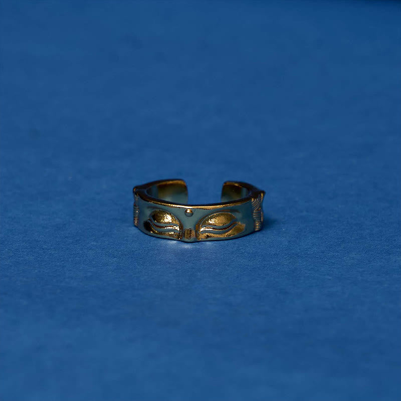 KarmaRipple's Golden Meditation Buddha Serenity Bronze Adjustable Ring p10