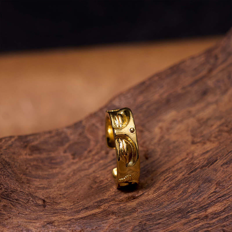 KarmaRipple's Golden Meditation Buddha Serenity Bronze Adjustable Ring p4