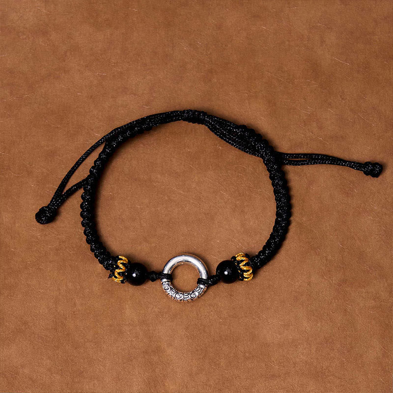 KarmaRipple's 925 Sterling Silver Plated Bronze Peace Buckle Protection Woven String Bracelet p13