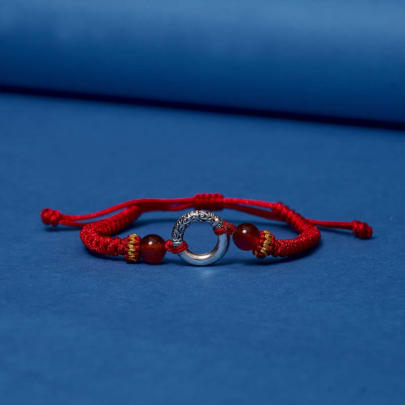 KarmaRipple's 925 Sterling Silver Plated Bronze Peace Buckle Protection Woven String Bracelet p7