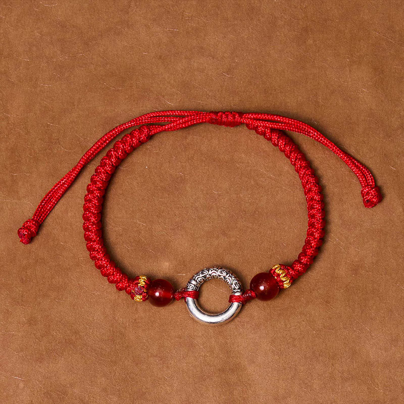 KarmaRipple's 925 Sterling Silver Plated Bronze Peace Buckle Protection Woven String Bracelet p5