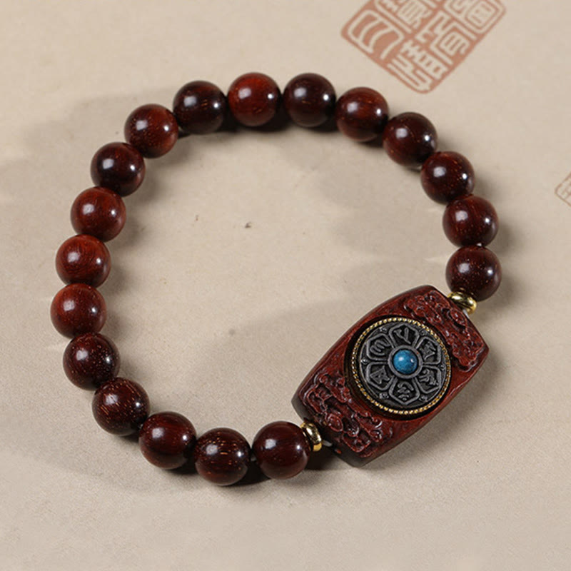 KarmaRipple's Small Leaf Red Sandalwood Green Sandalwood Six True Words Peace Bracelet p11