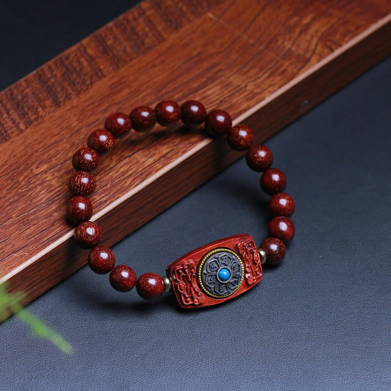 KarmaRipple's Small Leaf Red Sandalwood Green Sandalwood Six True Words Peace Bracelet p6