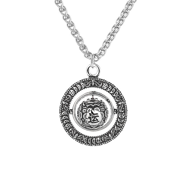 KarmaRipple's One's Fortune Improves Design Pattern Bronze Rotatable Pendant Necklace p4