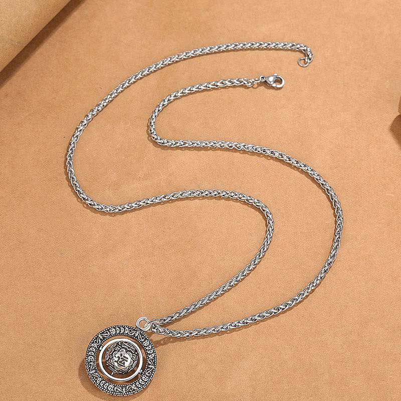 KarmaRipple's One's Fortune Improves Design Pattern Bronze Rotatable Pendant Necklace p2