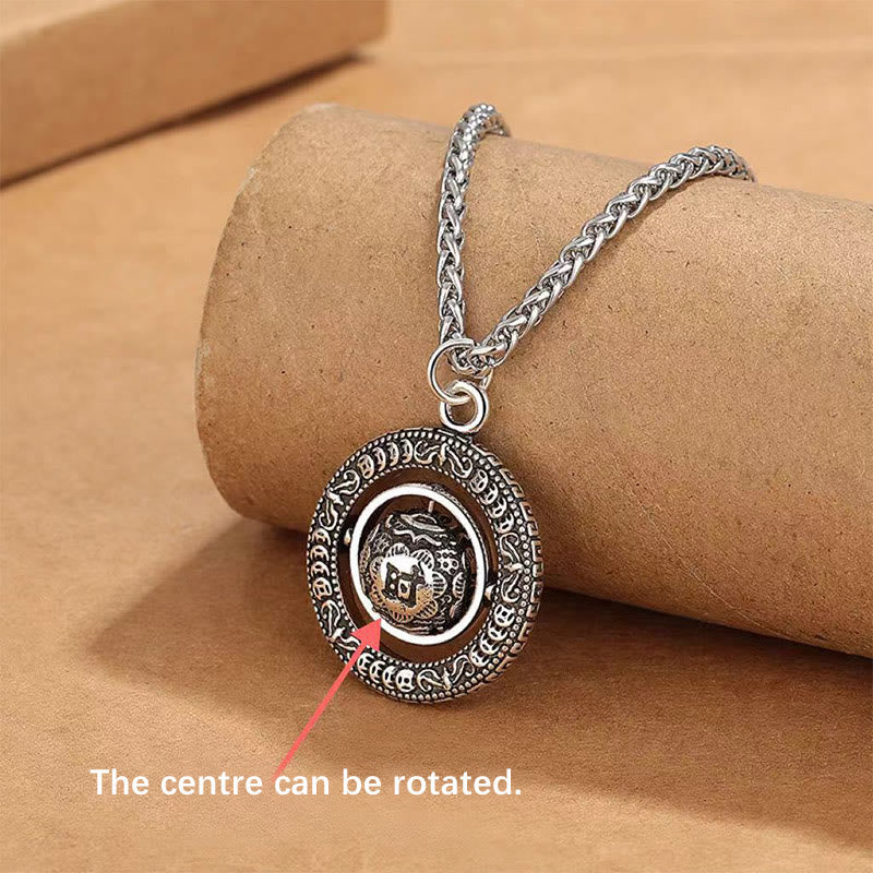 KarmaRipple's One's Fortune Improves Design Pattern Bronze Rotatable Pendant Necklace p3