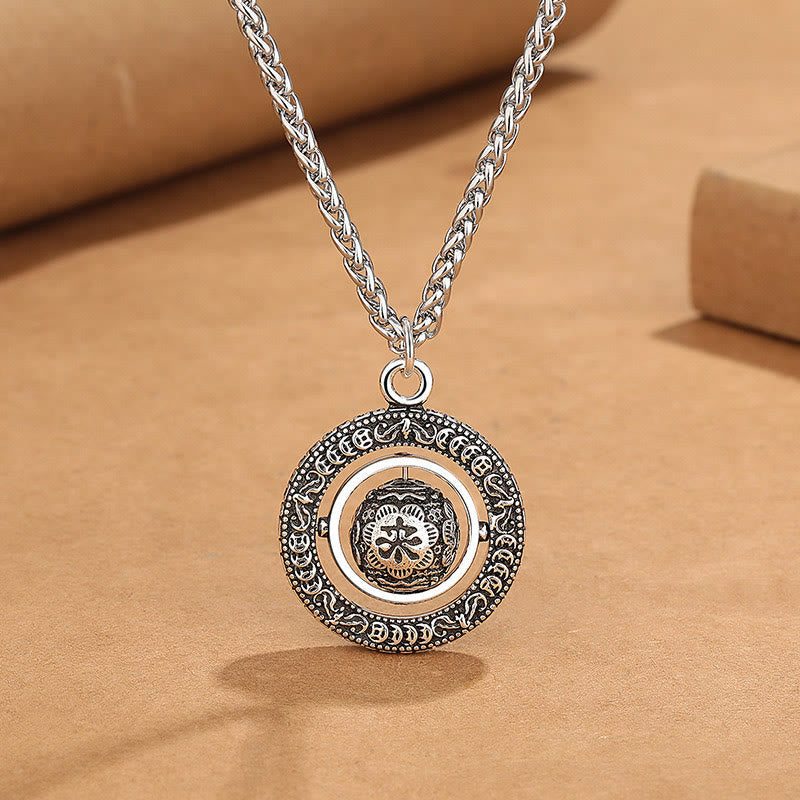 KarmaRipple's One's Fortune Improves Design Pattern Bronze Rotatable Pendant Necklace p7