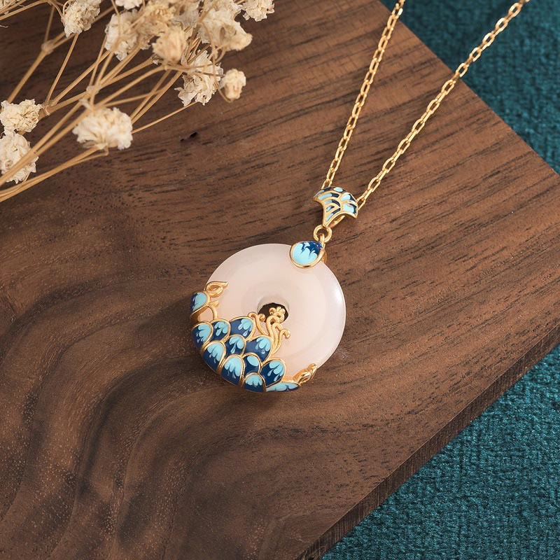 KarmaRipple's Ivory Jade Peace Buckle Mountains And Sea Fortune Pendant Necklace p3
