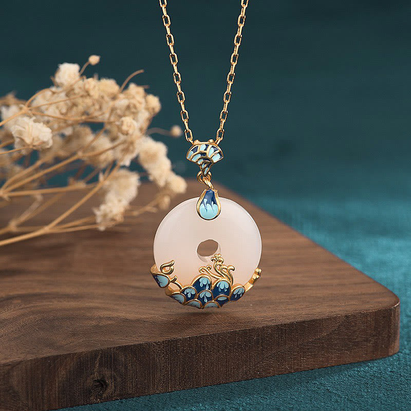 KarmaRipple's Ivory Jade Peace Buckle Mountains And Sea Fortune Pendant Necklace p1