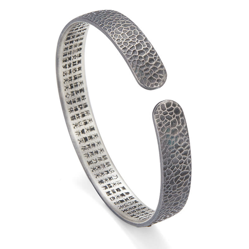 KarmaRipple's Retro 999 Sterling Silver Heart Sutra Auspicious Cloud Wealth Cuff Bracelet Bangle p3
