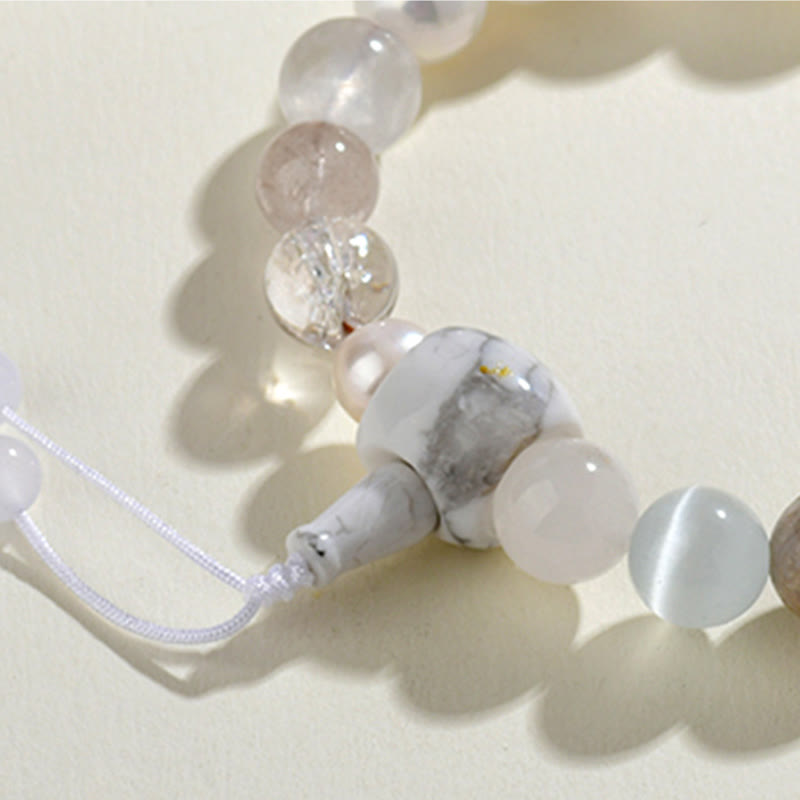 KarmaRipple's Ivory Agate Pearl 18 Beadwork Balance Fortune Bracelet p3