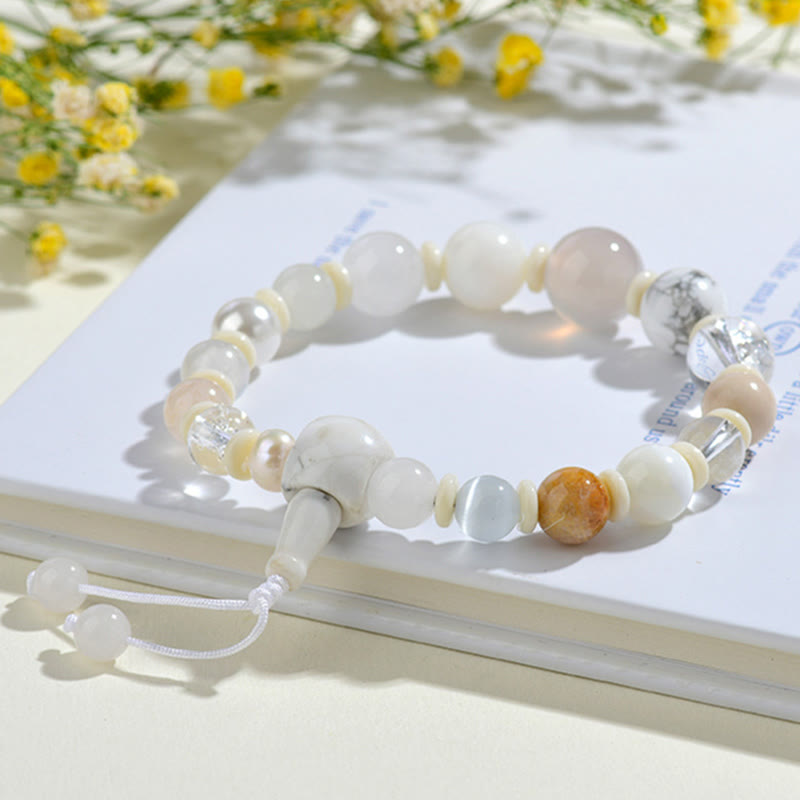 KarmaRipple's Ivory Agate Pearl 18 Beadwork Balance Fortune Bracelet p6