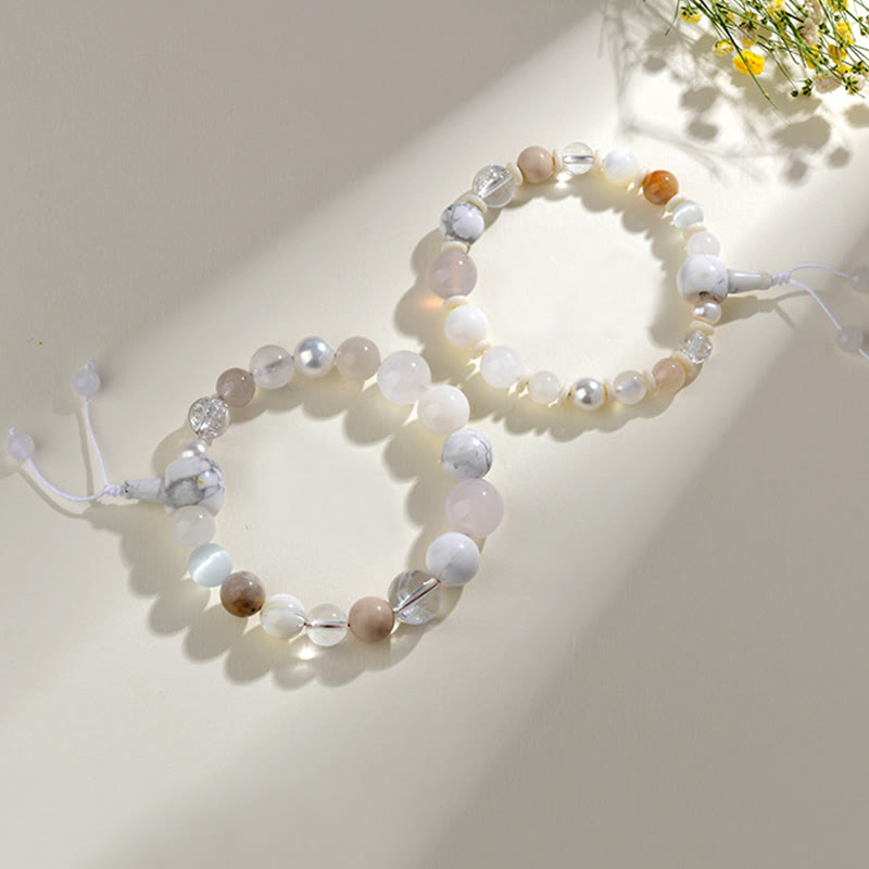 KarmaRipple's Ivory Agate Pearl 18 Beadwork Balance Fortune Bracelet p8