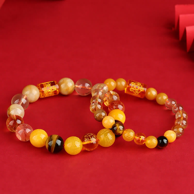 KarmaRipple's Five Elements God Of Wealth Various Gemstone Agate Wealth Fortune Bracelet p11