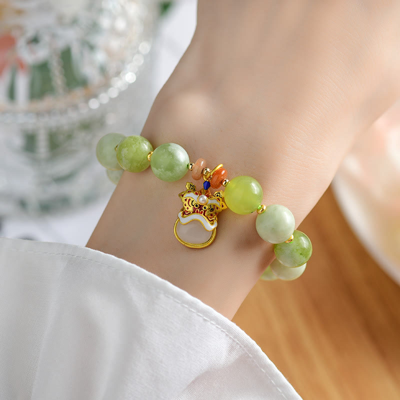 KarmaRipple's Authentic Jade Dancing Lion Talisman Prosperity Fortune Bracelet p6