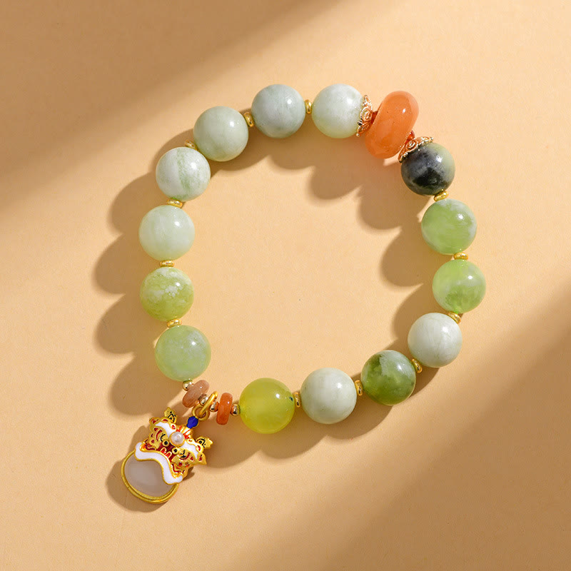 KarmaRipple's Authentic Jade Dancing Lion Talisman Prosperity Fortune Bracelet p3