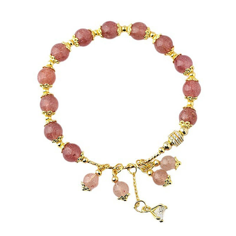 KarmaRipple's Authentic Strawberry Quartz Gemstone Zircon Balancing Positive Bracelet p7