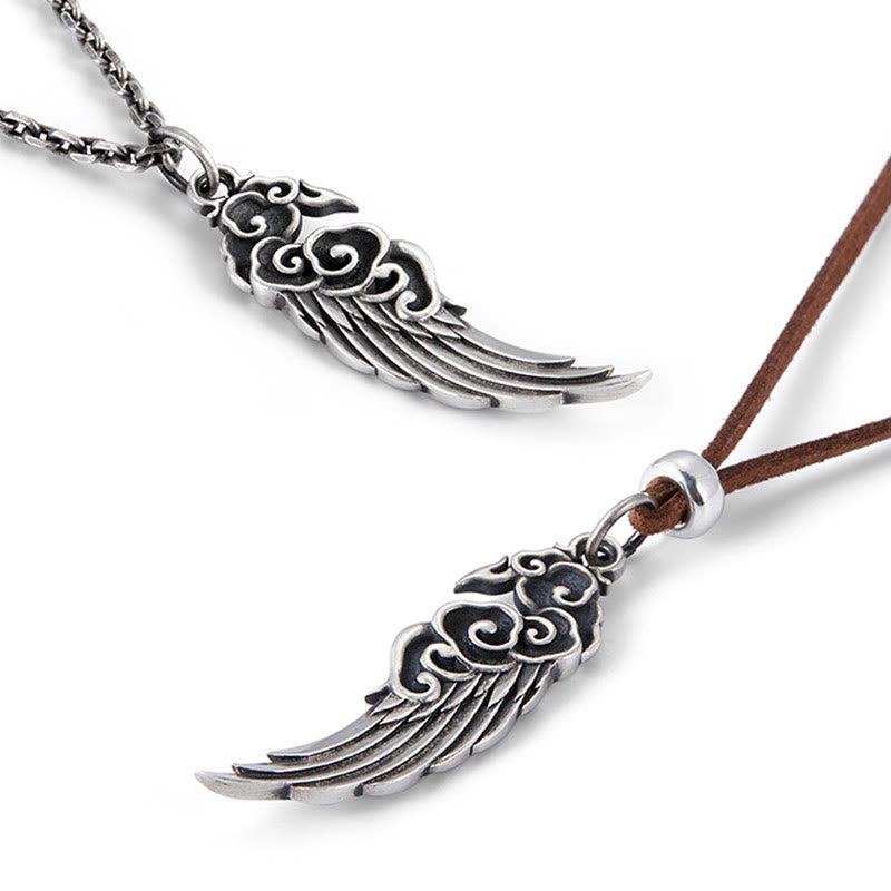 KarmaRipple's 925 Sterling Silver Auspicious Clouds Wing Cotton Rope?Deerskin Rope Pendant Necklace p12