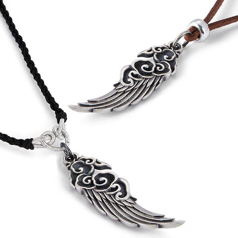 KarmaRipple's 925 Sterling Silver Auspicious Clouds Wing Cotton Rope?Deerskin Rope Pendant Necklace p11