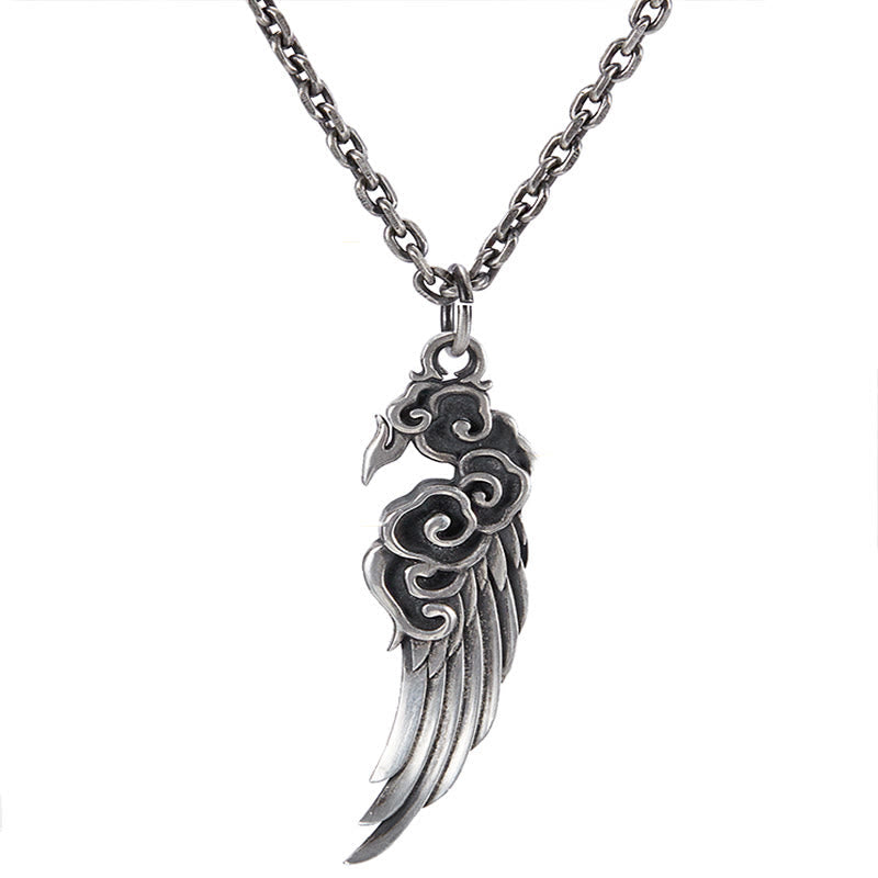 KarmaRipple's 925 Sterling Silver Auspicious Clouds Wing Cotton Rope?Deerskin Rope Pendant Necklace p14