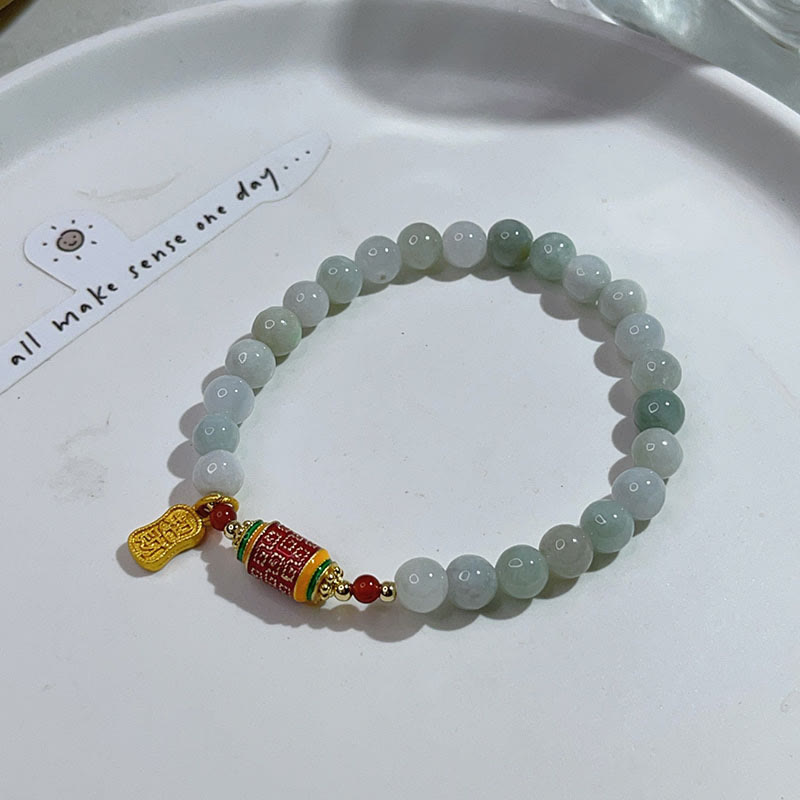 KarmaRipple's Tibetan Authentic Jade Fu Character Prayer Wheel Prosperity Abundance Bracelet p2