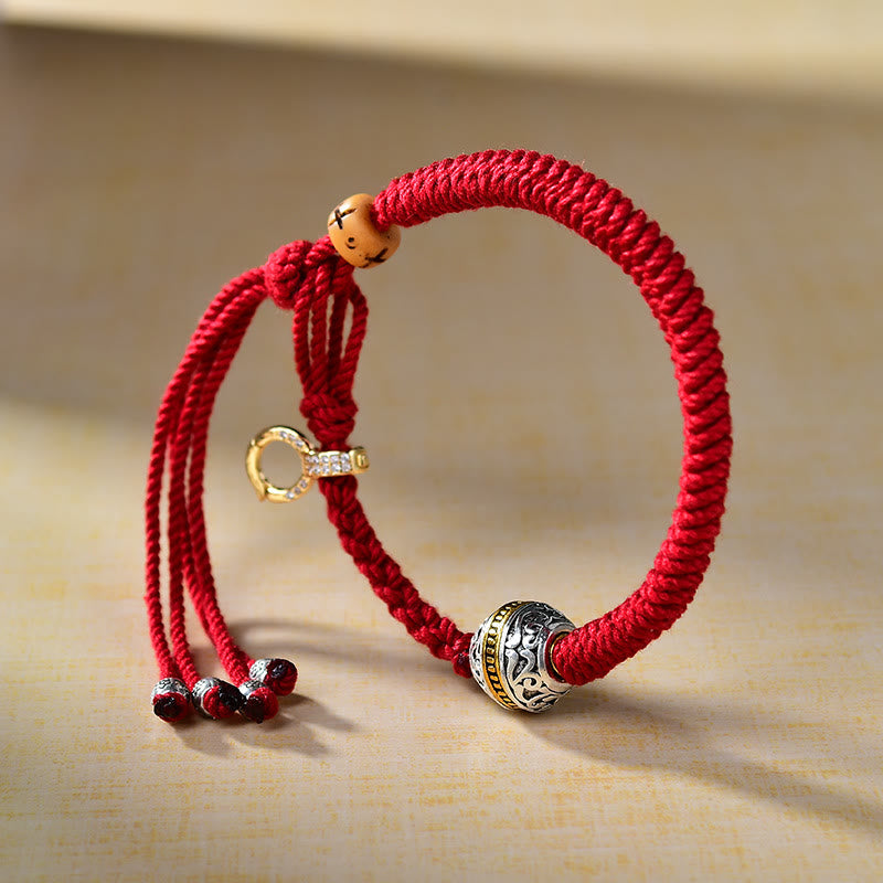 KarmaRipple's Tibetan Thangka Green Silver Tara Zakiram Goddess Of Wealth Red Braid String Fortune Bracelet p3