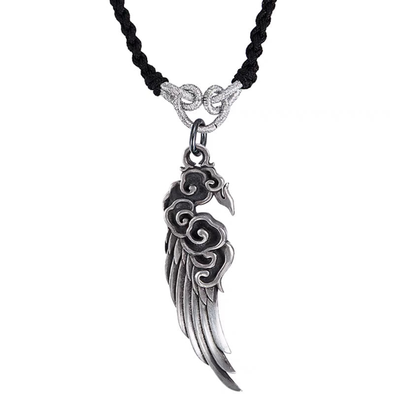 KarmaRipple's 925 Sterling Silver Auspicious Clouds Wing Cotton Rope?Deerskin Rope Pendant Necklace p15