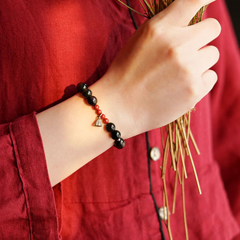 KarmaRipple's Authentic Black Obsidian Cinnabar Lotus Talisman Strength Fulfillment Bracelet p9