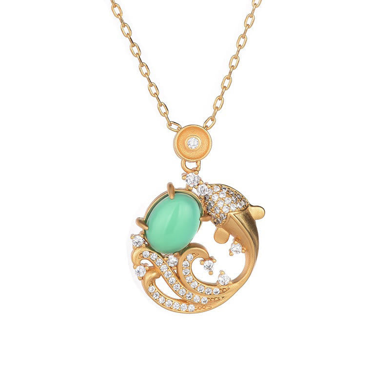 KarmaRipple's Green Chalcedony Koi Fish Strength Pendant Necklace p5