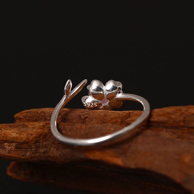 KarmaRipple's 925 Sterling Silver Cherry Blossom Sakura Flower Blessing Adjustable Ring p3