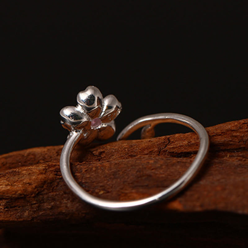 KarmaRipple's 925 Sterling Silver Cherry Blossom Sakura Flower Blessing Adjustable Ring p5