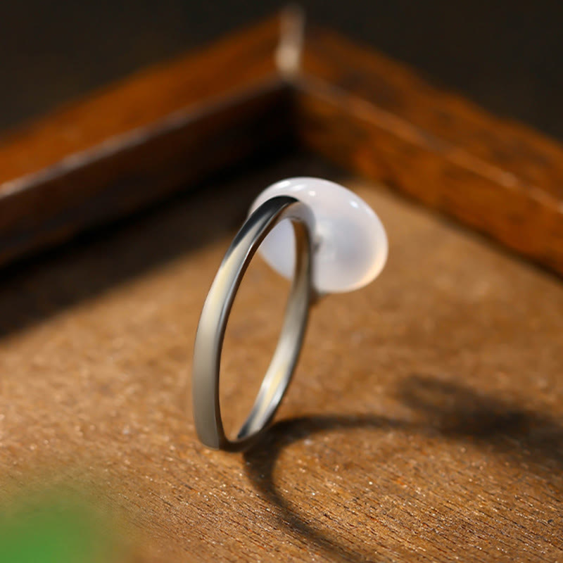KarmaRipple's Chalcedony Bamboo Leaf Pattern Positive Adjustable Ring p3