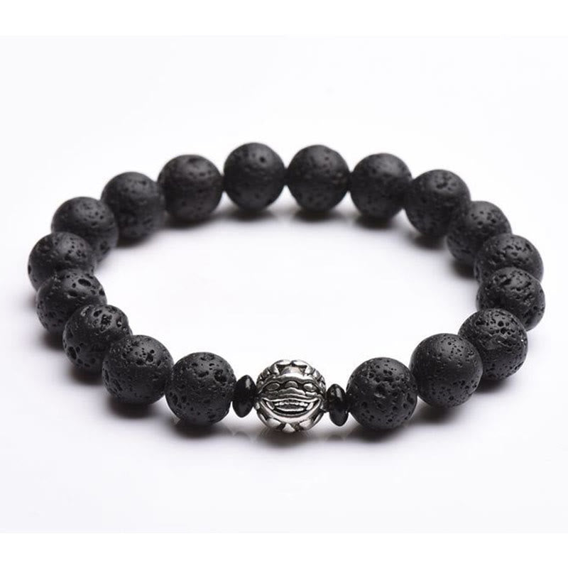 KarmaRipple's Lava Rock Beadwork Ivory Bronze PiXiu Wealth Bracelet p12