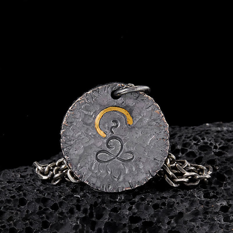 KarmaRipple's 999 Sterling Silver 999 Gold 925 Sterling Silver Buddha Statue Lotus Pendant Necklace p1