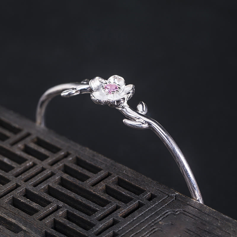 KarmaRipple's 925 Sterling Silver Cherry Blossom Fortune Bracelet Bangle p3