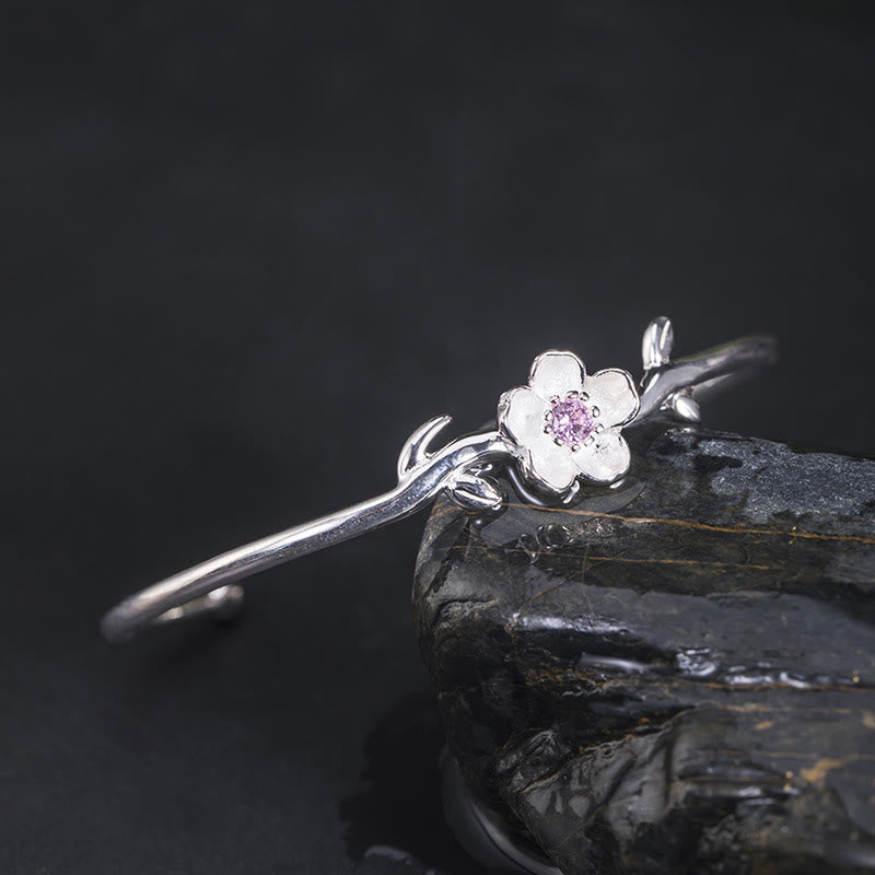 KarmaRipple's 925 Sterling Silver Cherry Blossom Fortune Bracelet Bangle p2