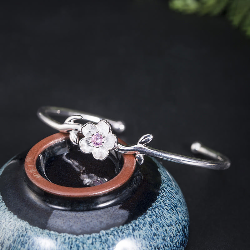 KarmaRipple's 925 Sterling Silver Cherry Blossom Fortune Bracelet Bangle p5
