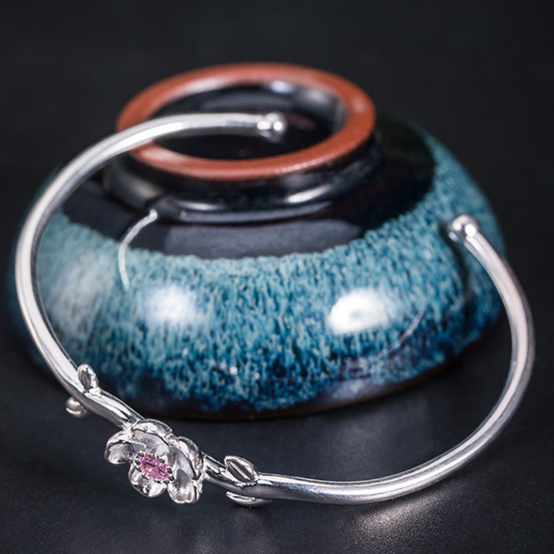 KarmaRipple's 925 Sterling Silver Cherry Blossom Fortune Bracelet Bangle p8