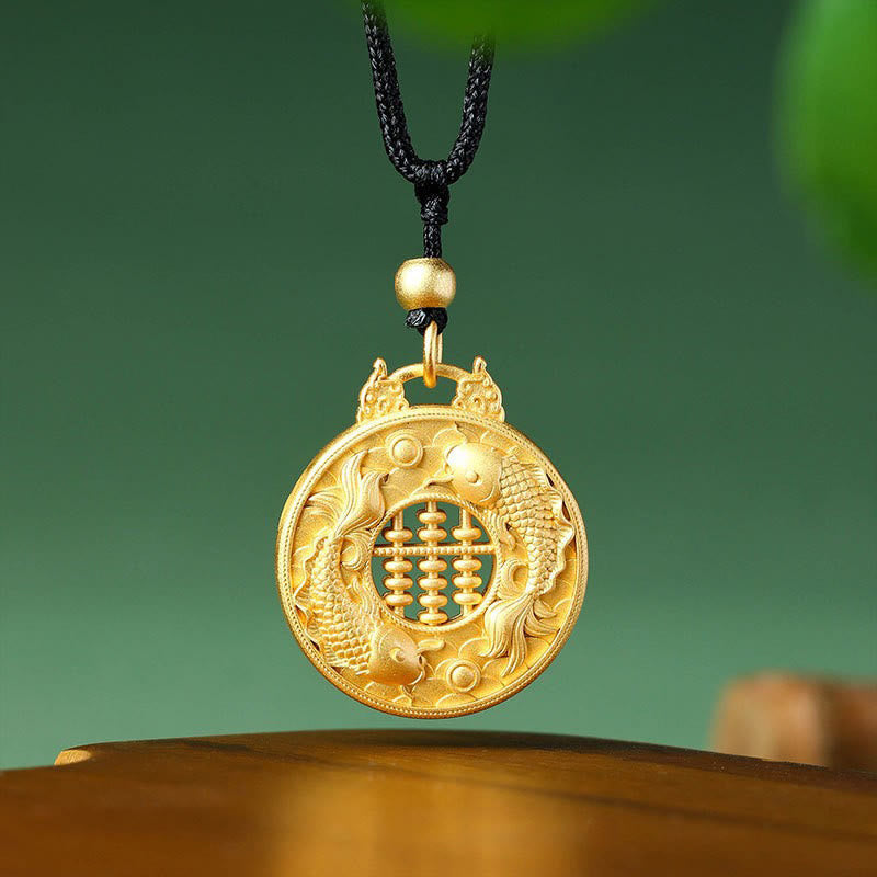 KarmaRipple's Gold Plated Bronze Koi Fish Strength Pendant Necklace p1