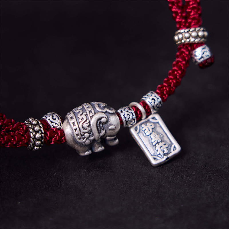 KarmaRipple's 925 Sterling Silver Elephant Safe And Well Amulet Talisman Strength Bracelet p21