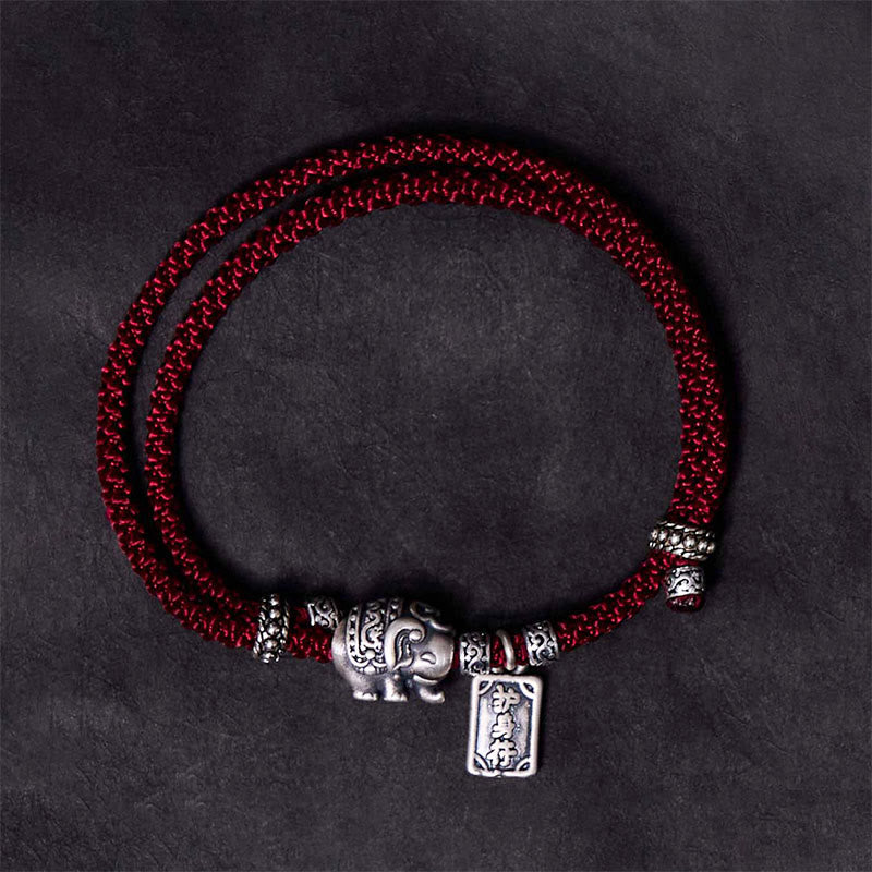 KarmaRipple's 925 Sterling Silver Elephant Safe And Well Amulet Talisman Strength Bracelet p25