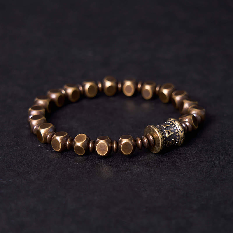KarmaRipple's Tibetan Om Mani Padme Hum Carved Bronze Brass Amulet Focus Bracelet p2