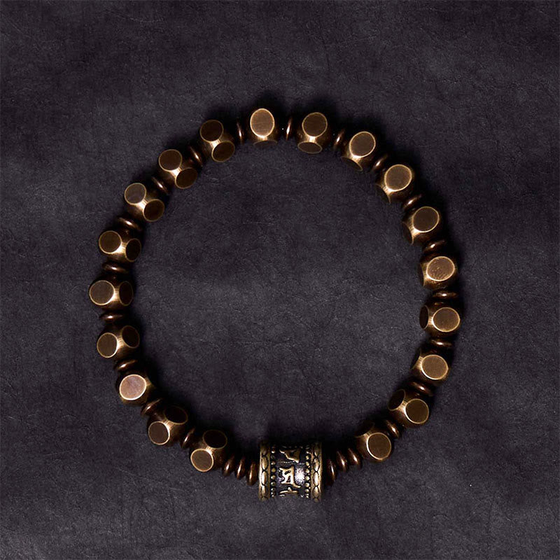 KarmaRipple's Tibetan Om Mani Padme Hum Carved Bronze Brass Amulet Focus Bracelet p3