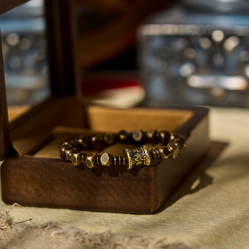 KarmaRipple's Tibetan Om Mani Padme Hum Carved Bronze Brass Amulet Focus Bracelet p4