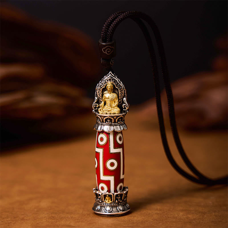 KarmaRipple's Tibetan Medicine Buddha Nine-Eye Dzi Bead Protection Pendant Necklace p1